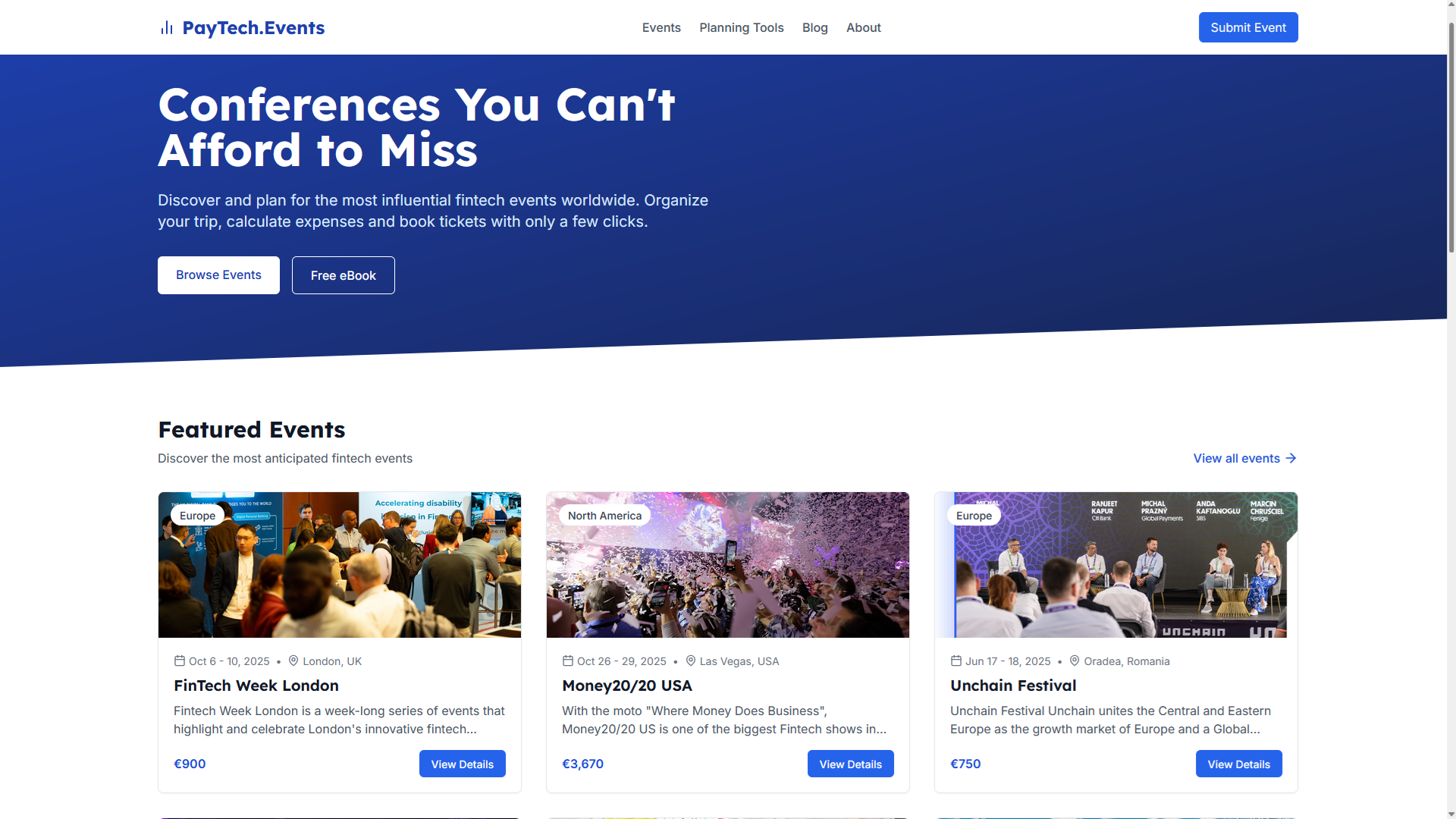 Fintech conference discovery platform paytech.events